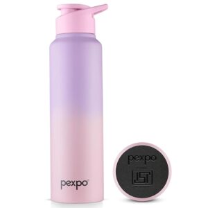 PEXPO Craft Pro 1000 ISI Certified Stainless Steel Sports/Fridge Water Bottle with Sipper Cap - 950ml | Single Wall | For Home, Office, Gym, Travelling | Lightweight| BPA Free - Pink&Purple Ombre