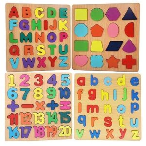 Chocozone Wooden Learning Educational Game Board for Kids, Puzzle Toys for 2 Years Old Boys & Girls (Alphabets, Numbers & Shapes)