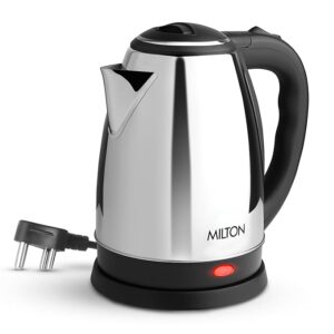 MILTON Appliances Go Electric Kettle 1.8 Litre I 3X Protection - Dry Boil, Auto Shut Off, Overheat I 1350 Watt I Super Fast Boiling I Stainless Steel I 360° Power Base I 1 Year Warranty