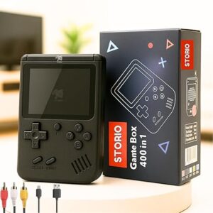 Storio Rechargeable Pocket Video Game for Kids 400 in 1 Retro Game Box Console Handheld Game Box with TV Output - Black
