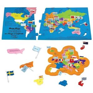 Imagimake Mapology World Flags & Capitals Jigsaw Puzzle |75 Multi-Colored Country-Shaped Pieces | Birthday Gift for Boys and Girls| World Map Puzzle | Educational Toys for Kids 5,6,7,8,9,10