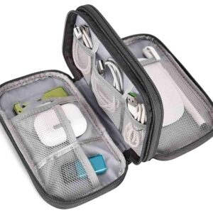 SaleOn 8.3x5 Inch Portable Storage Organizer Bag USB Cable, Earphone, Power Bank, Mobile Charger, Hard Disk & Digital Gadgets with Mesh, Dual Zippers & Elastic Loops, Inside Color May Vary