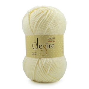 Ganga Acrowools Acrylic Desire Hand Knitting and Crochet Yarn. Pack of 1 Ball - 100Gms. Shade No - Dsr004, Cream