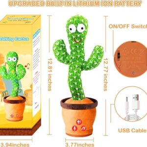 Storio Rechargeable Toys Talking Cactus Baby Toys for Kids Dancing Cactus Toys Can Sing Wriggle & Singing Recording Repeat What You Say Funny Education Toys for Children Playing Home Decor for Kids - Product Image