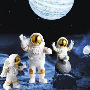 VRB DecTM 3Pcs Astronaut Figurine Spaceman Statue Ornament Toys Statue for Showpiece Home Room Office Desktop Decoration/Car Dashboard/Perfect Valentine Items (3 Pcs Big Golden Astronaut showpiece) - Product Image