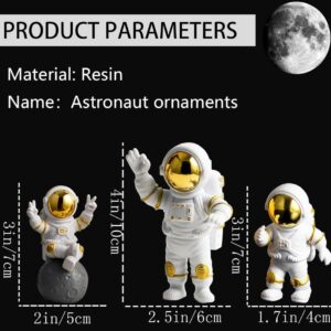 VRB DecTM 3Pcs Astronaut Figurine Spaceman Statue Ornament Toys Statue for Showpiece Home Room Office Desktop Decoration/Car Dashboard/Perfect Valentine Items (3 Pcs Big Golden Astronaut showpiece) - Product Image