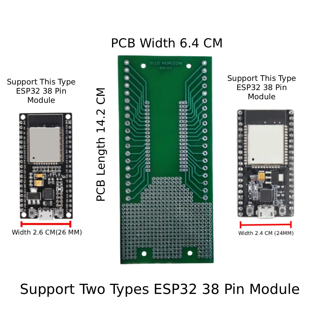 ESP32 38 Pin Breakout Board with Wire Connector Mount & General Purpose Prototype
